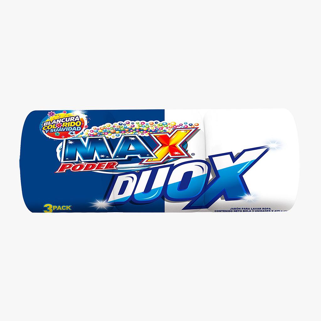JABON MAX DUOX AZUL/BLANCO SUPER BOLA 425GRS 3PACK